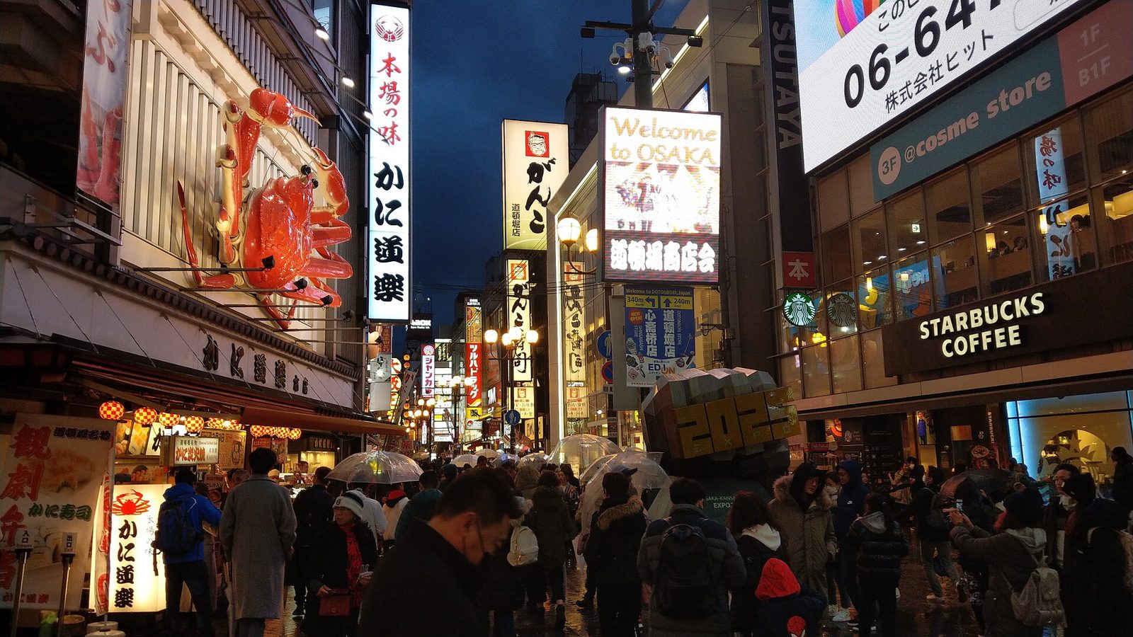 Crowds on Dotonbori after dark
