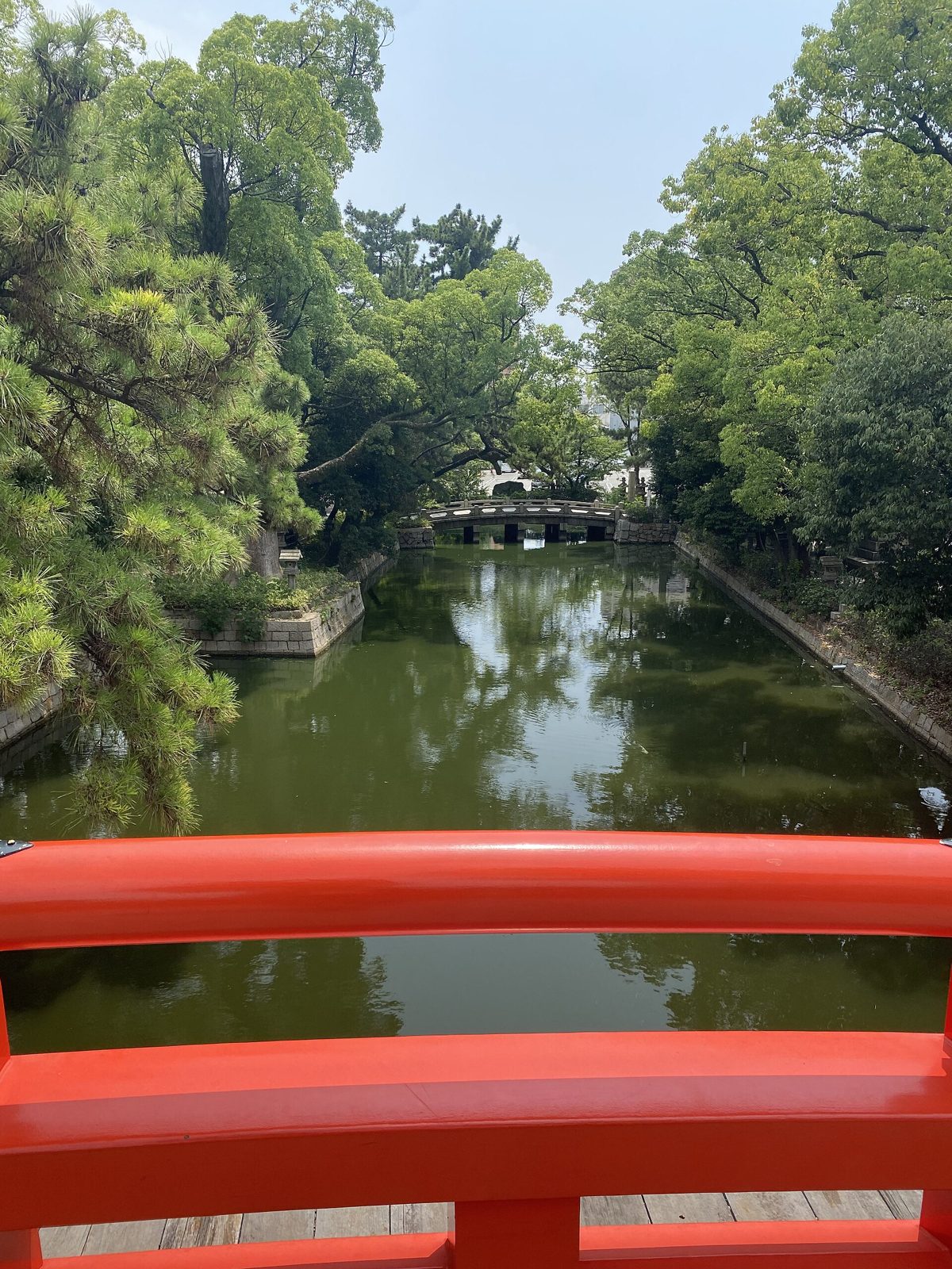 The arched Sorihashi bridge at Sumiyoshi Taisha